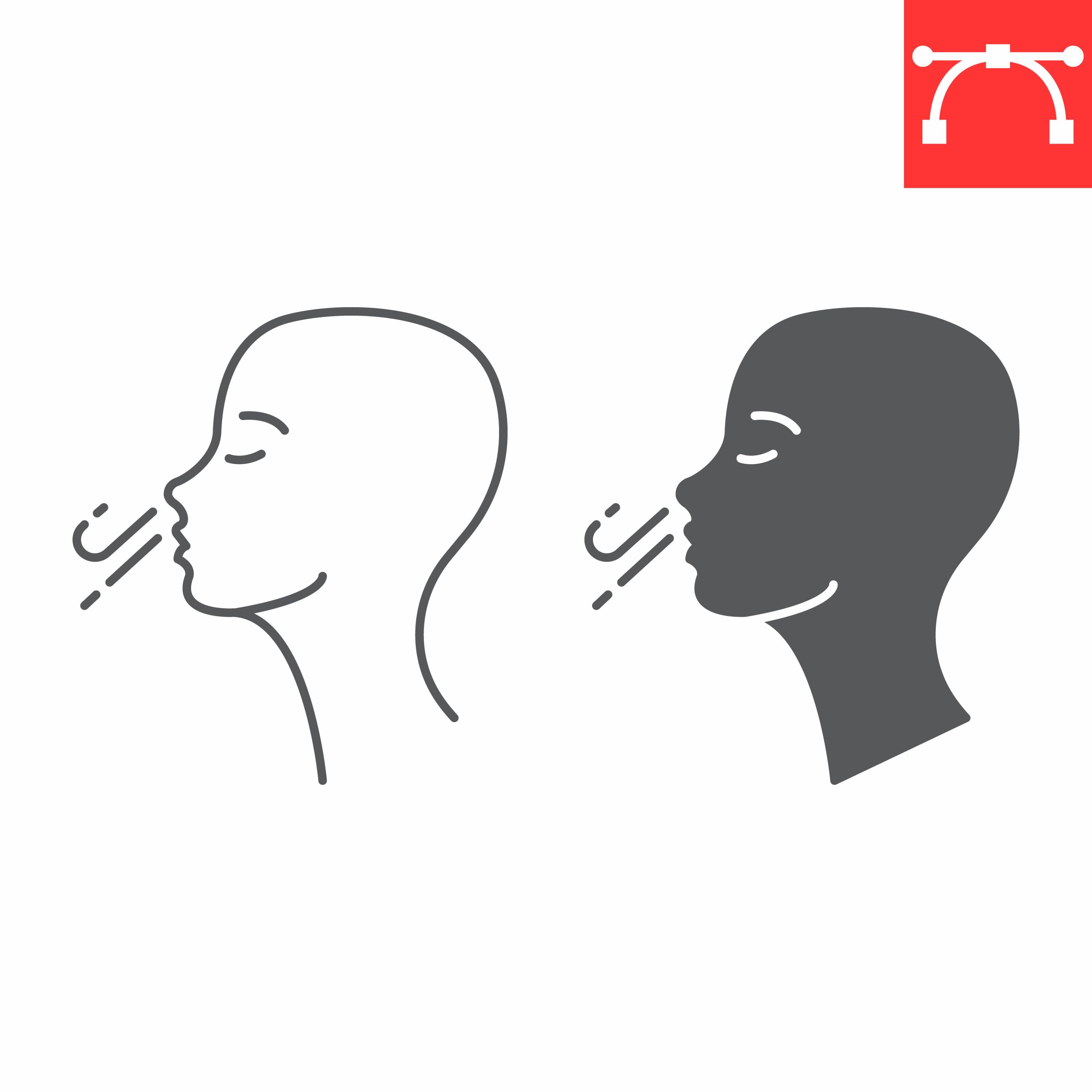 Illustration zweier Gesichtsprofile mit symbolisiertem Atemfluss